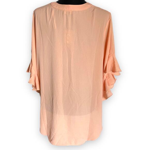 GiGiO Womens Blouse Size Medium‎ Daydream Apricot Ruffled Sleeves NEW - Picture 7 of 9